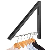 【Ahorro de espacio plegable】 - ¡Un excelente gancho para ahorrar espacio! Solo necesita 15 pulgadas en la pared cuando se pliega. Mientras está en uso se extiende a triángulos perfectos. Ofrece un espacio súper amplio para la organización de la ropa.