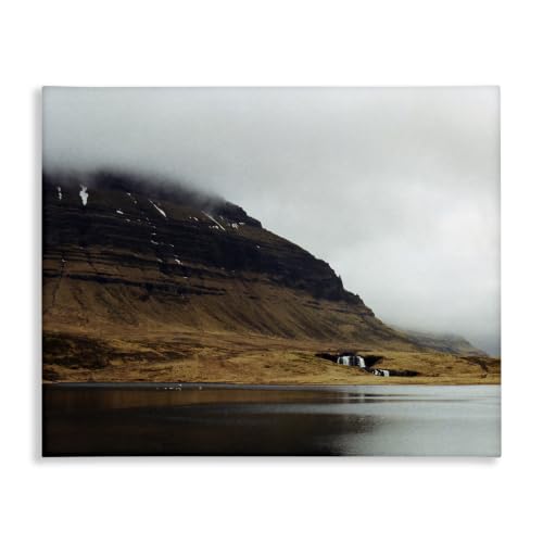 Lake Side Cliffs Fog Plateau, 24 x 30 Inch Canvas Wall Art