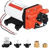 High Pressure 12 Volt RV Water Diaphragm Pump 5.5GPM 70PSI,On Demand 12V DC Self Priming Water Pump with Smart Pressure Switch,Fresh Wash Down for Boat Camper Marine Sprayer Garden Off-grid