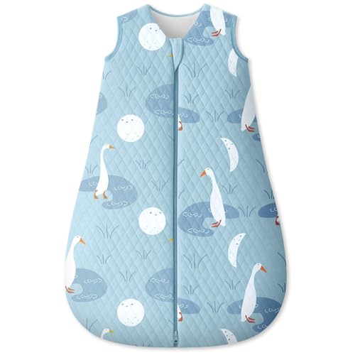 Image of Baby Sleep Sack 0-6 Months 1.5 Tog Baby Wearable Blanket 100% Cotton Fabric Warm Sleeping sack with 2-Way Zipper Quilted for Infant Newborn Tog Blue Duck