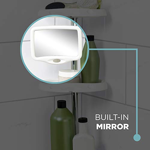 Zenna Home Tension Pole Shower Caddy, 4 Shelves With Mirror, Adjustable, 60 To 97 Inch, White #TOP3