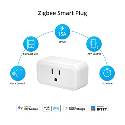 Image of SONOFF Zigbee Smart Plug with ETL Certified, S40 Lite 15A Outlet, Zigbee Repeater, Works with SmartThings and Amazon Echo Plus, Hub Needed for Amazon Alexa