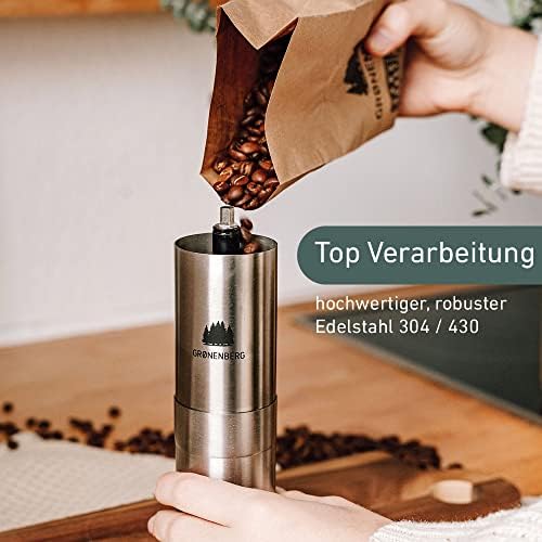 Groenenberg Spar-Pack 3 | ręczny młynek do kawy + French Press stal szlachetna 0,35 l | ręczny młynek do kawy | zaparzacz do kawy