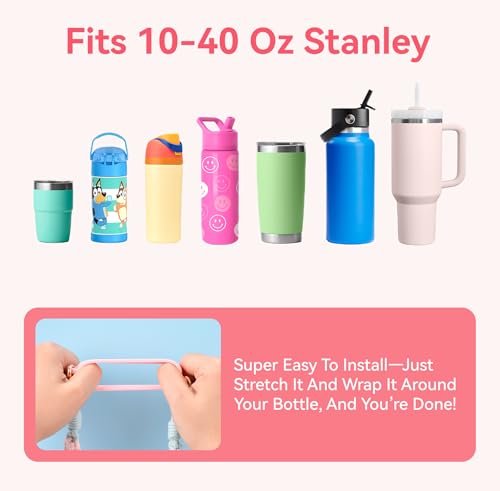 Image of Water Bottle Handle Strap Compatible with Owala & Stanley Cups | Hand-Woven Lanyards Silicone Cup Sling, Carrier, Holder with Strap for Outdoor Sports Camping Hiking Travel