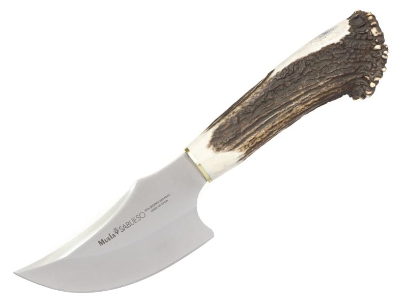 LO TRINCO YO Muela Cuchillo SABUESO-11S hoja de acero MoVa de 11 cm y empuñadura de roseta de ciervo para Caza, Pesca, Supervivencia y Bushcraft