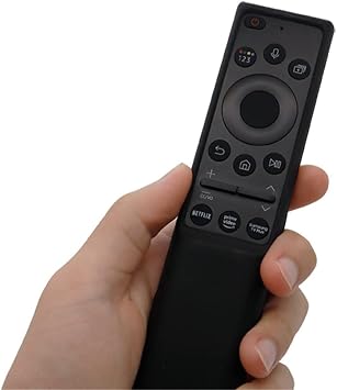 2022 Samsung TV için Uyumlu Silikon Koruyucu Kapak BN59-01357A/01363L/01364A TM -1990C Güneş Uzaktan Kumanda Koruyucu Kapak Kordonlu Yedek Kılıf (Siyah)