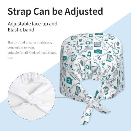 Image of Breathable Working Cap with Adjustable Sweatband Scrub Cap for Men /Women | Breathable Working Cap with Adjustable Sweatband Scrub Cap for Men /Women