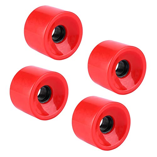 4Pcs PU Skateboard Wheels, 70 * 51mm Standard Size Long Board Wheel Replacement (Red)