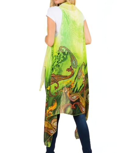 Image of Scarfand's Women's Sheer Open Front Lightweight Sleeveless Long Duster Cardigan Vest