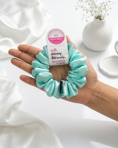 Image of Luxury Satin Scrunchies Set for Women, Girls | Anti-Hair-Breakage Hair Ties for Ponytails & Buns | Medium Size | Pack of 5