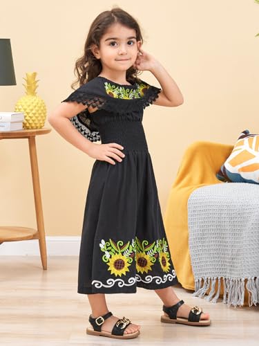 Image of Mexican Dress for Girls Traditional Vestidos Mexicanos Cinco de Mayo Embroidered Dresser Toddler Kids