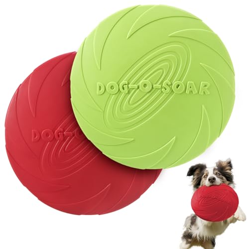 EEPLUYTY Frisbee Hund, 2er-Pack 18cm Hundefrisbee, Weiche Gummi-Frisbee, Geeignet Für Das Training Von Haustieren (Rot + Grün)