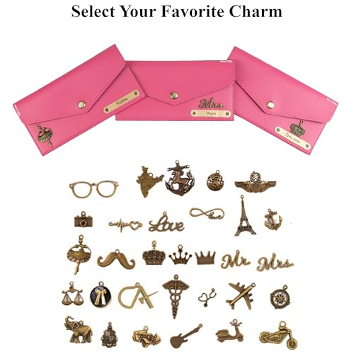 Image of AICA Personalized Name & Charm Leather Womens Wallet (Dark Pink) | Customized Gifts for Women Girls | Gifts for Women | Wallet for Woman | Diwali Gifts | Wallet for Women | Corporate Gifts for Staff