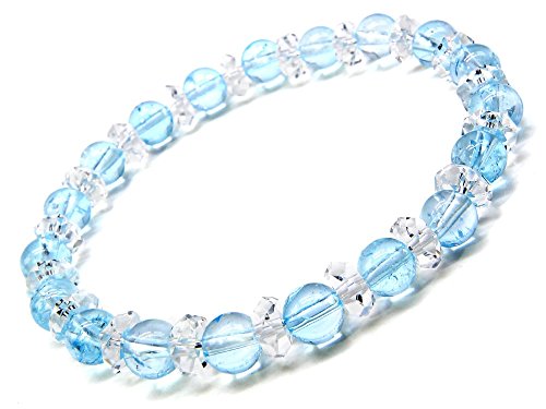 【16cm 14mm】ブルートパーズ ブレスレット 天然石 パワーストーン セレクトエージャパン] (SAJ) ブルートパーズ パワーストーン