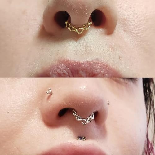 Vankula Septum Piercing Anneau Segment Clikcer en Acier Chirurgical 16G 8mm Épines Hinged Nez Hélix Daith Tragus Conch Piercing Bijoux pour Femmes Hommes Or – vue 5