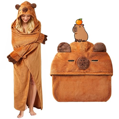 Moyel Capybara Gifts Cute Capybara Wearable Blanket Hoodie Funny Birthday Gifts for Women Adults Teen Girls Valentines Day Anniversary Present for Daughter Granddaughter Wife