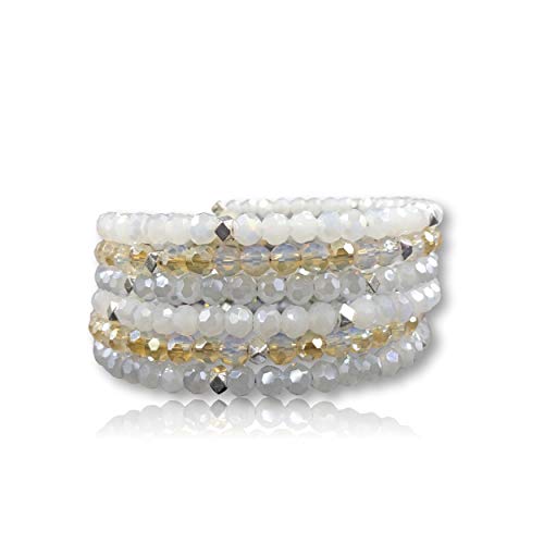 Image of MGR MY GEMS ROCK! Beaded Multi Strand Multi Color Crystal Memory Wire Bracelet, Multi Strand Wrap Bracelet or Stacked Bracelet crystal