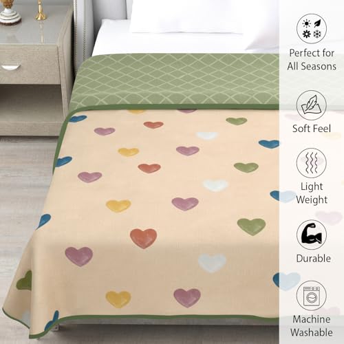 Image of Homestan Reversible All Season Cotton Feel Dohar for Single Bed,Soft Light Weight AC Blanket /Comforter for Summer /Winter /Monsoon (58x86 Inches, Heart Blush)