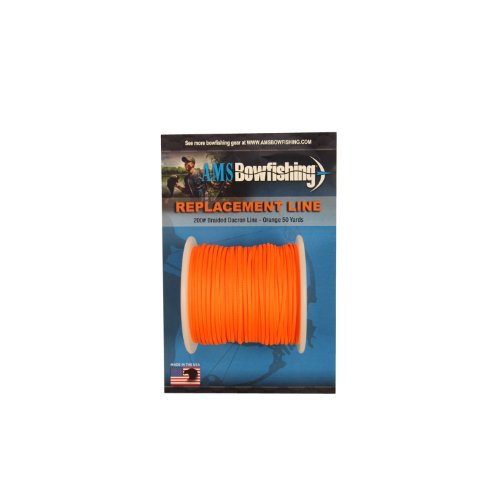 AMS Bowfishing 200 Pound Braided Dacron Line - 50 Yards - Orange - Made in The USA