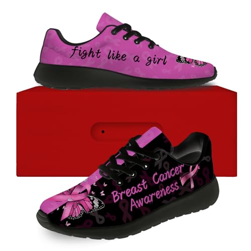 Women's Breast Cancer Awareness Shoes Pink Ribbon Sneakers Running Tennis Shoes Gifts for Mom Girlfriend2