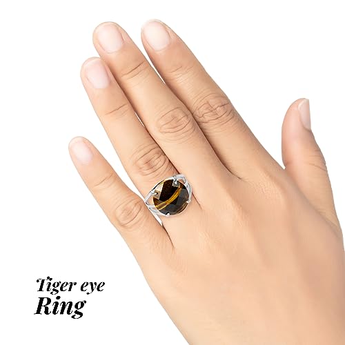 Image of Reiki Crystal Products Adjustable Rings, Round Cutting, Amethyst, Black Tourmaline, Goldstone brown, Green Jade, Lapis Lazuli, Opalite, Red Jasper, Rose Quartz, Tiger eye, Gemstone Ring