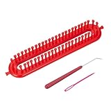 OLYCRAFT Set di Telai per Maglieria Rettangolare A Denti Densi 26cm Telaio per Sciarpe Rosso con Uncinetto e Ago Da Lana Set di Telai per Tessitura In Plastica per Artigianali Sciarpe Maglioni Coperte