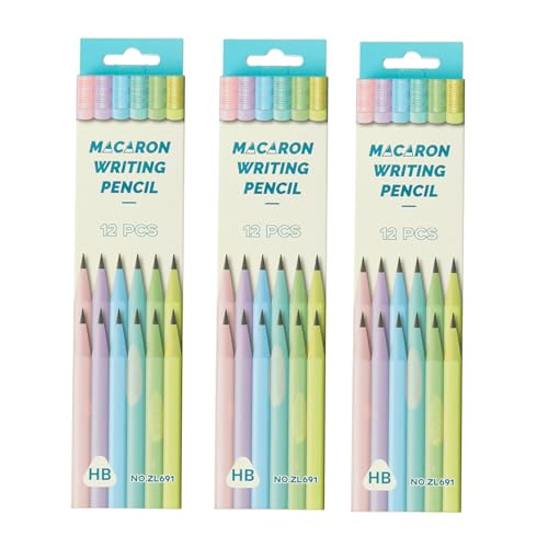 DTOOSZN Macaron HB Pencils, 36 Count Pre-Sharpened #2 Pencil with Erasers,Bulk Pack Triangular No 2 Pencils for Writing Drawing Sketching,Ideal Back to School Office Supplies