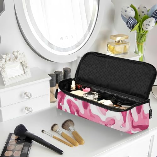 Estuche de viaje 2 en 1 para planchas y rizadores con almohadilla resistente al calor, a prueba de polvo, camuflado durazno blanco miniatura 7