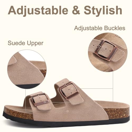 Image of KIDMI Women's Cork Footbed Casual Summer Sandals with Mild Arch Support