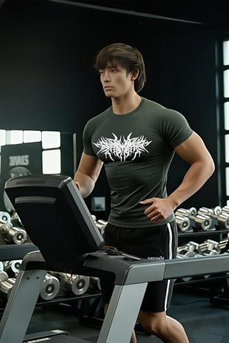 Image of Men Polyster Lycra Printed Half Sleeves Compression T-Shirt for Gym