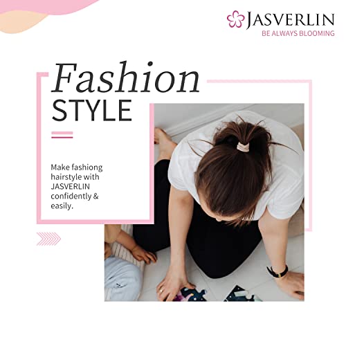 JASVERLIN 100pcs Light Blonde Hair Ties Ponytail Holders, Seamless Cotton Fabric Hairties No Damage Hair Bands - Image 3