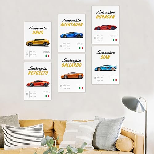 Image of Wonder HubWall Art Posters, 20x30 cm (A4), Self-Adhesive, F-1 Racing Design for Bedroom, Living Room, Office (Lambo)
