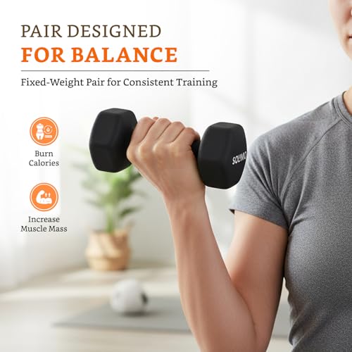 Image of Amazon Brand - Solimo Neoprene Dumbbell 3 Kg, Set of 2 (Black)