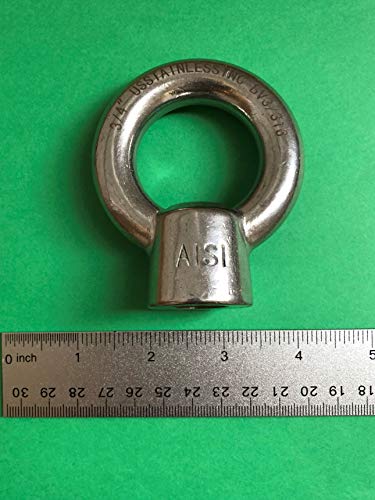 Image of US STAINLESS Stainless Steel 316 Lifting Eye Nut 3 /4 inch UNC Marine Grade Pitch of 10