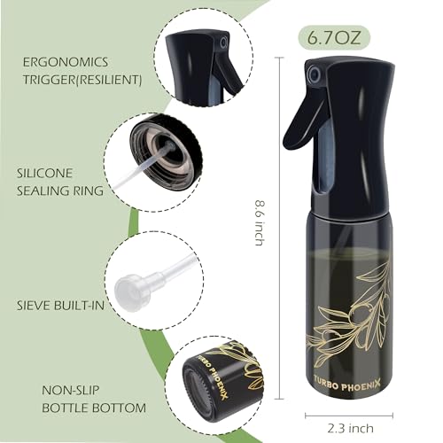Oil Sprayer For Cooking, 200ML-Glass Refillable Spray Bottle, Oil Mister Dispenser For Kitchen, Olive Oil Dispenser Spray Bottle, Oil Sprayer For Air Fryer, Perfect Control For A Healthy Diet Portion.