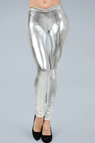 Women's Wet Look Shiny Faux Leather Metallic Stretch Leggings Pants