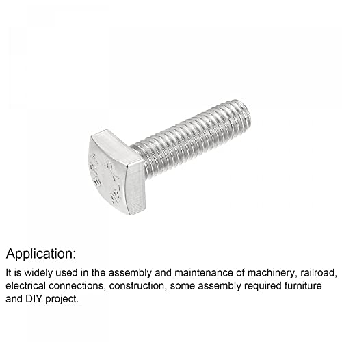 Image of uxcell Square Head Bolt, 5pcs M8x25mm Fully Thread 304 Stainless Steel Grade C Square Machine Screws