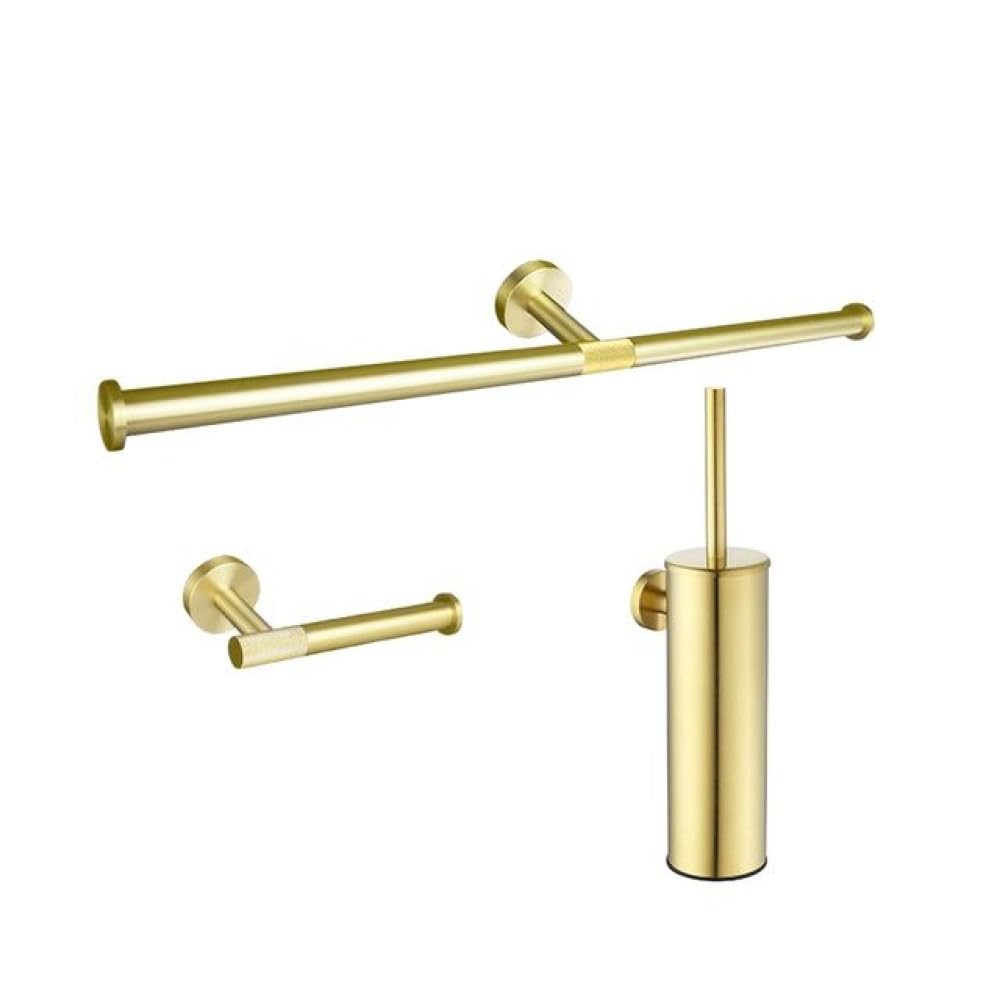 Ensemble d'accessoires de salle de bains en acier inoxydable or brossé 3 pièces B