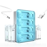 4 Pack Rechargeable Batteries fit for Wii & Wii U Remote Controller, 4-in-1 Battery Charger Station Box for Wii & Wii U Remote Controller Battery, Including USB Cable