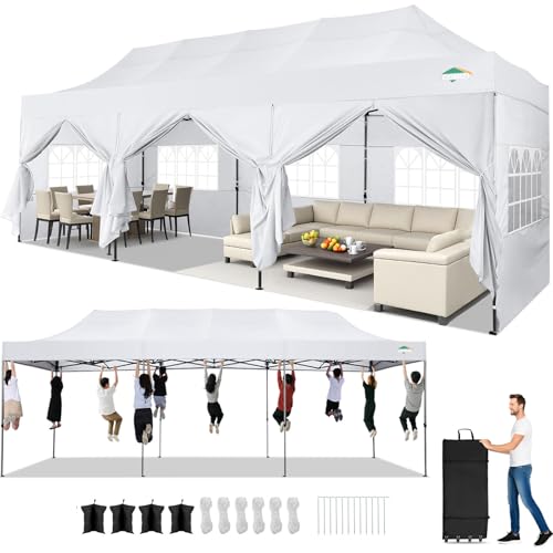Image of COBIZI 10x30 Heavy Duty Pop Up Canopy Tent with 8 Sidewalls, Snow