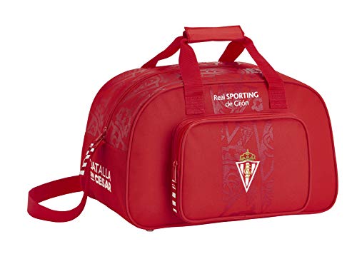 Bolsa de deporte de Real Sporting de Gijón con compartimentos para equipación futbolística