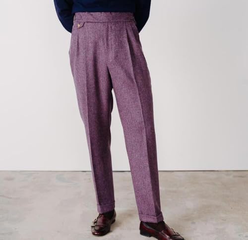 Retro Mens Suit Tweed 2 Piece Formal Jacket Pants Set Lapel Coat Trousers Tuxedos Banquet Party3