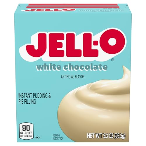 Image of Jell-O Instant Pudding & Pie Filling Mix, White Chocolate Flavored, Fat Free, Quick & Easy Dessert, 3.3 oz (Pack of 4)