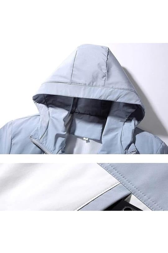 Image of Image of inchAniSom inch Men's Color Block Hooded Jacket Lightweight Polyester Windcheater Streetwear Zipper Jacket for Winter