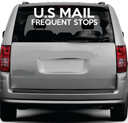 U.S. Mail Frequent Stops Large Size Decal Size 23" x 6" Color Whtie. Great for Rural Mail Carriers. Made with 5-7 Outdoor Vinyl.