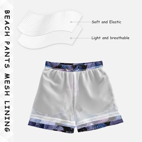 Pigsaly Boys Swim Trunks Dark Purple Lilac Gradient Flower Boys Board Shorts Swimsuit Swimwear Summer Bathing Suit 5T4