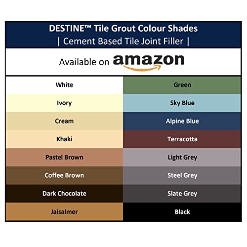 Image of DESTINE Tile Grout (16 COLOURS) (ALL PACKS: 100 Gm, 400 Gm, 800 Gm, 1 Kg, 3 Kg, 5 Kg), Waterproof, Cement Based Tile Joint Filler, Crack Filler, Tiles Gap Filler, Tile Grout (3 Kg, Steel Grey)