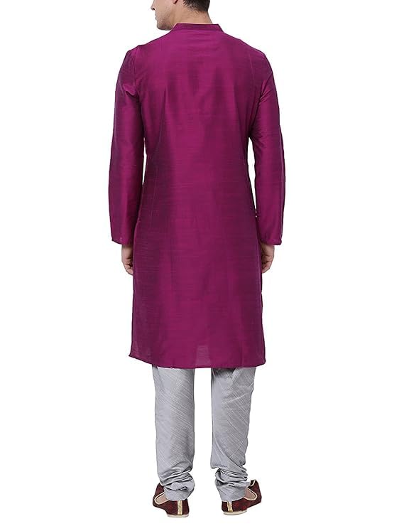 Image of Royal Kurta Men's Cotton Silk Plain Solid Long Only Kurta