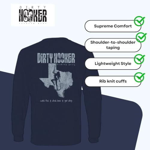 Dirty Hooker Lightweight Long Sleeve Fishing Shirts for Men and Women - Long Sleeve Shirts for Men Texas Logo3