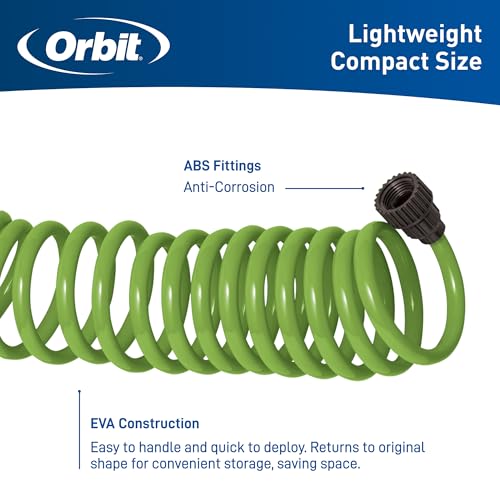 Orbit Coil Garden Hose, 25 ft, with 8-Pattern Nozzle, Green - 26380 - image 4